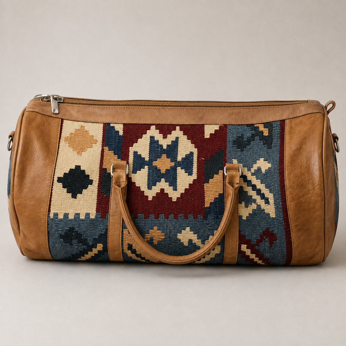 Kilim Medallion Leather Duffel