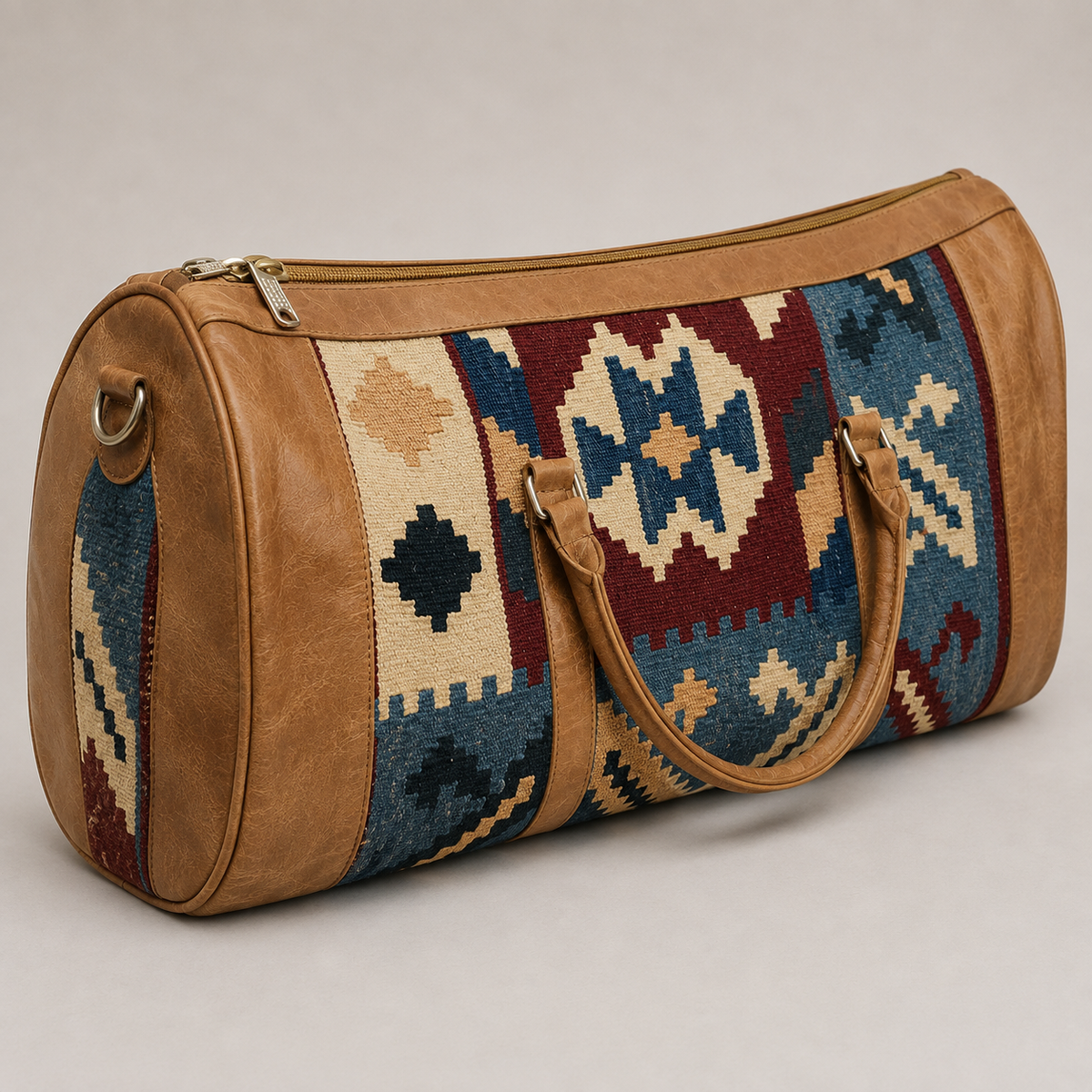 Kilim Medallion Leather Duffel
