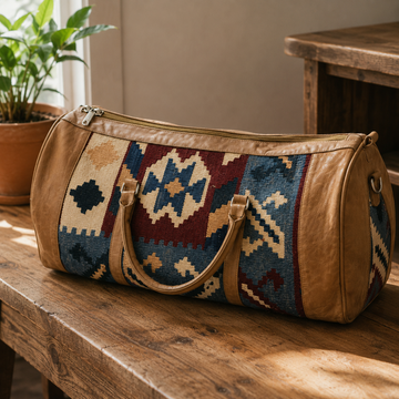 Kilim Medallion Leather Duffel