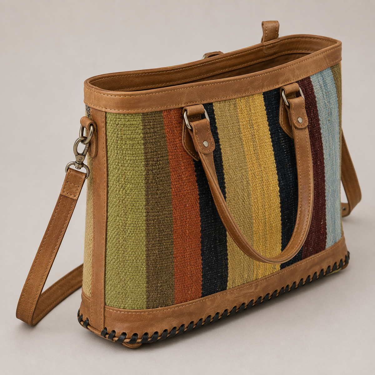 Handwoven Striped Kilim Tote